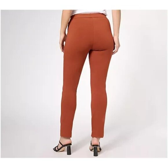 Susan Graver  Stretch Slim-Leg Ankle Trousers Dark Spice Petite XL A610538 - Picture 2 of 3